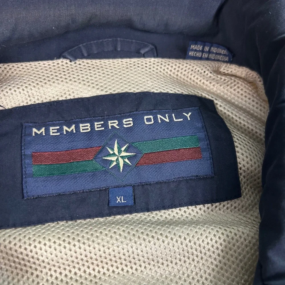 Members Only Vintage Windbreaker Jacket Mens XL Cream Navy Blue Colorblock Zip